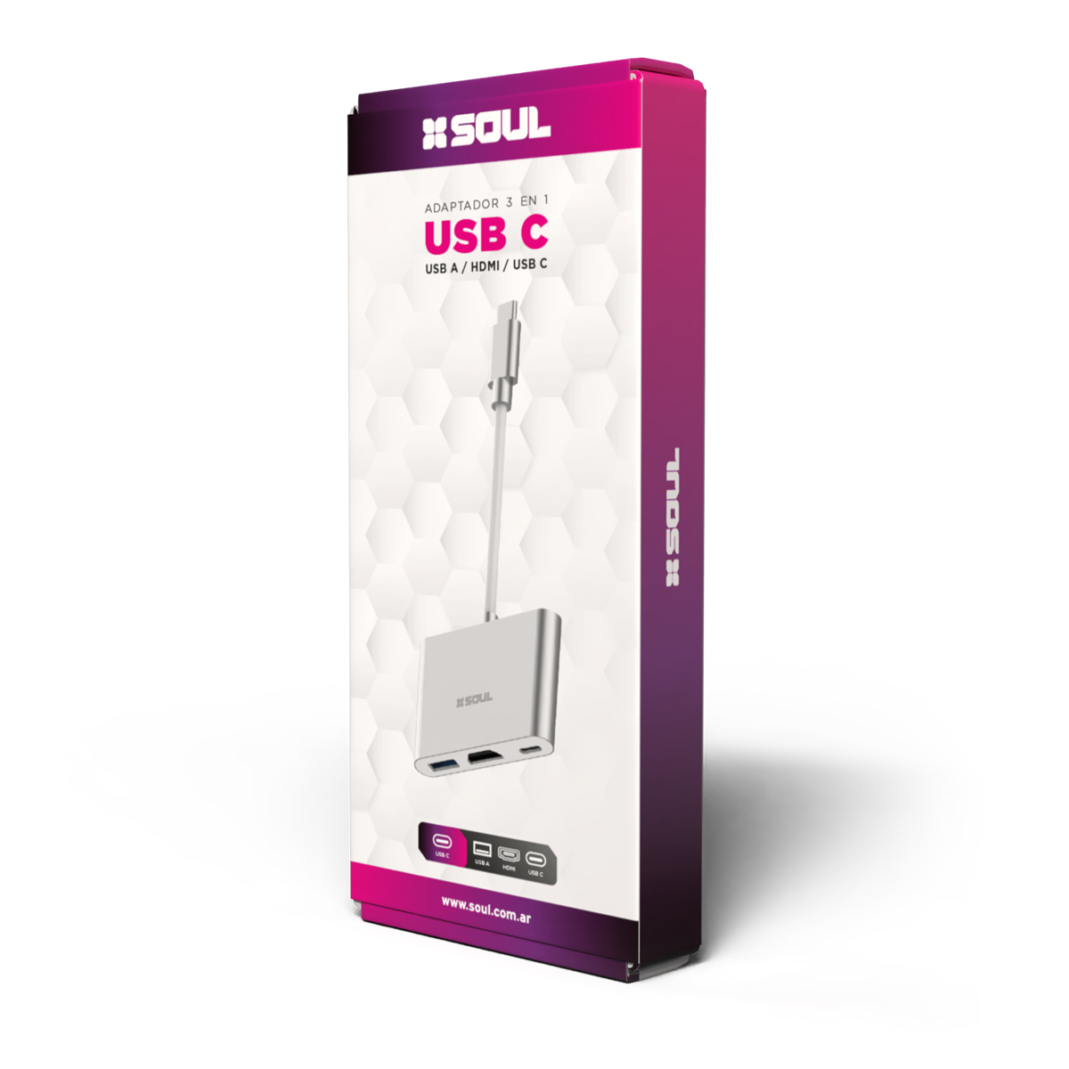 Av. Adaptador 3 en 1 (USB C - USB C+USB A+HDMI)
