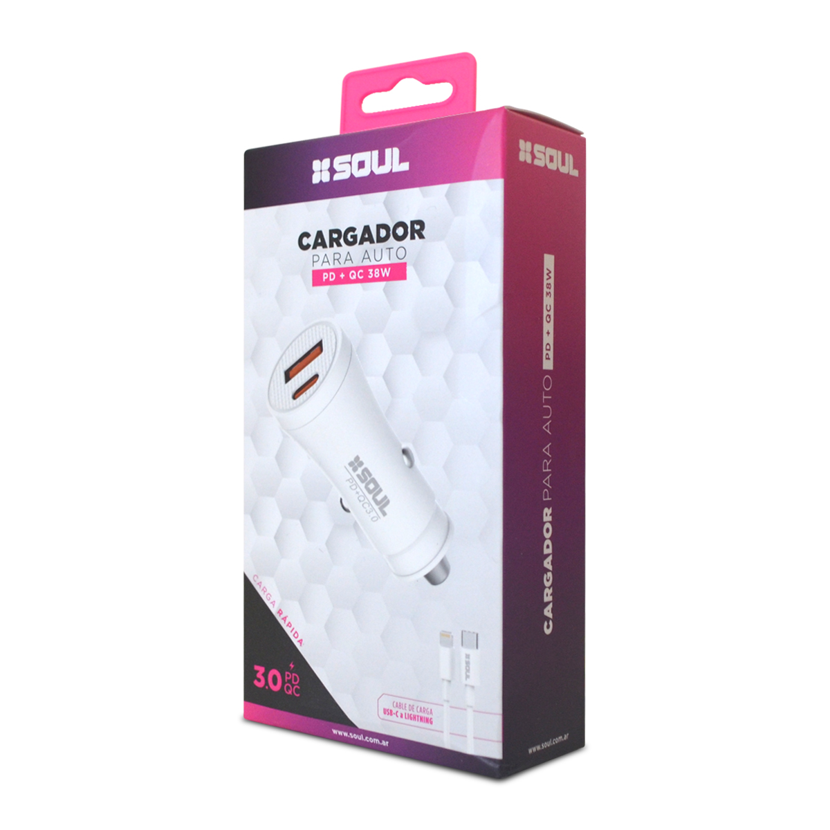 Cargador Auto PD QC 38W