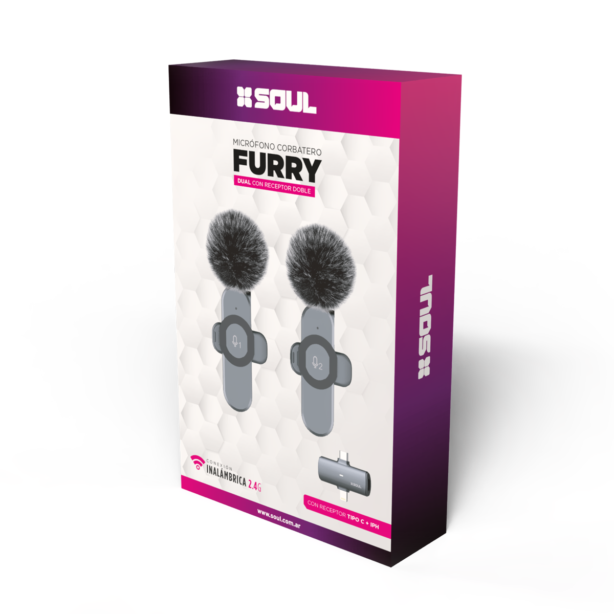 Micrófono Corbatero Furry Dual (Receptor Doble - C+IPH)
